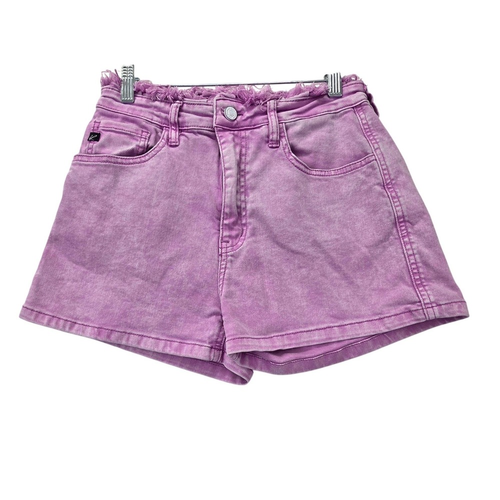 KanCan Purple Acid Wash Frayed Waist Denim Shorts Size 9/28 Cottagecore Preppy